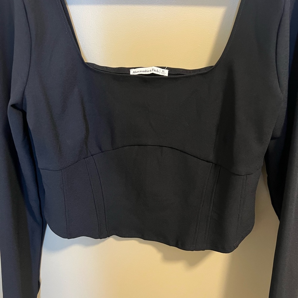 Abercrombie black long sleeve corset top
